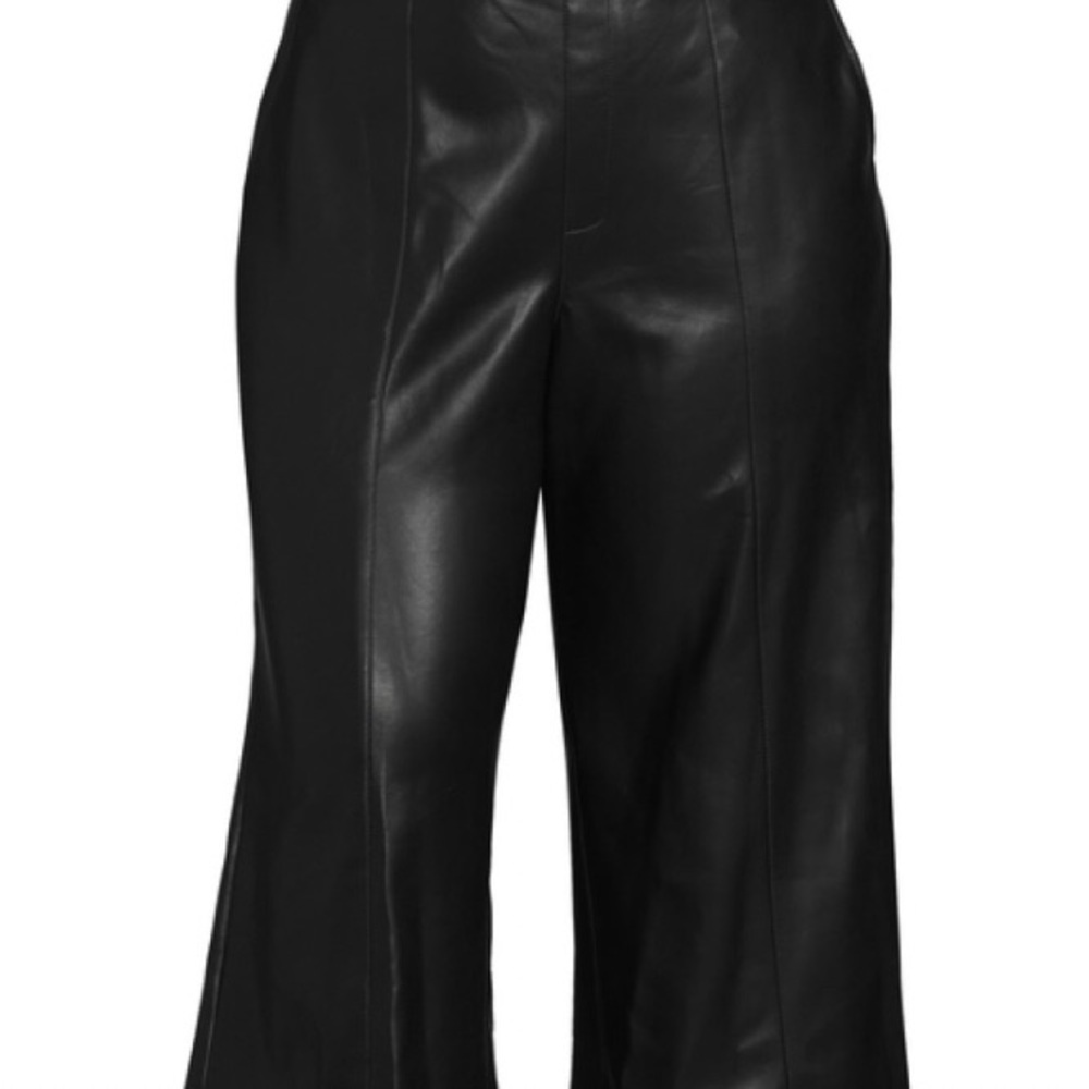 BCBGMaxAzria Black Faux Leather Capri Pants - Picture 3 of 7